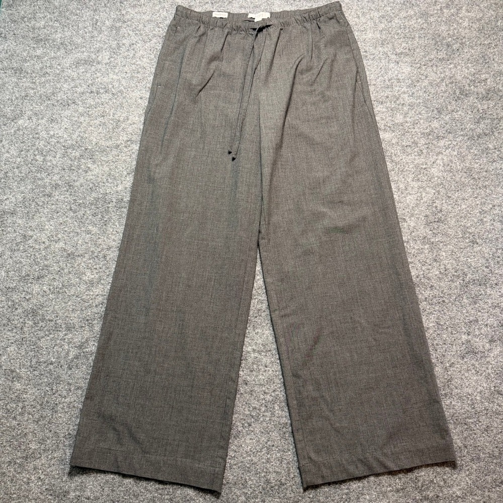 LOFT THE SAWYER PULLON Grey Wide Leg Elastic Waist Drawstring Pants Small